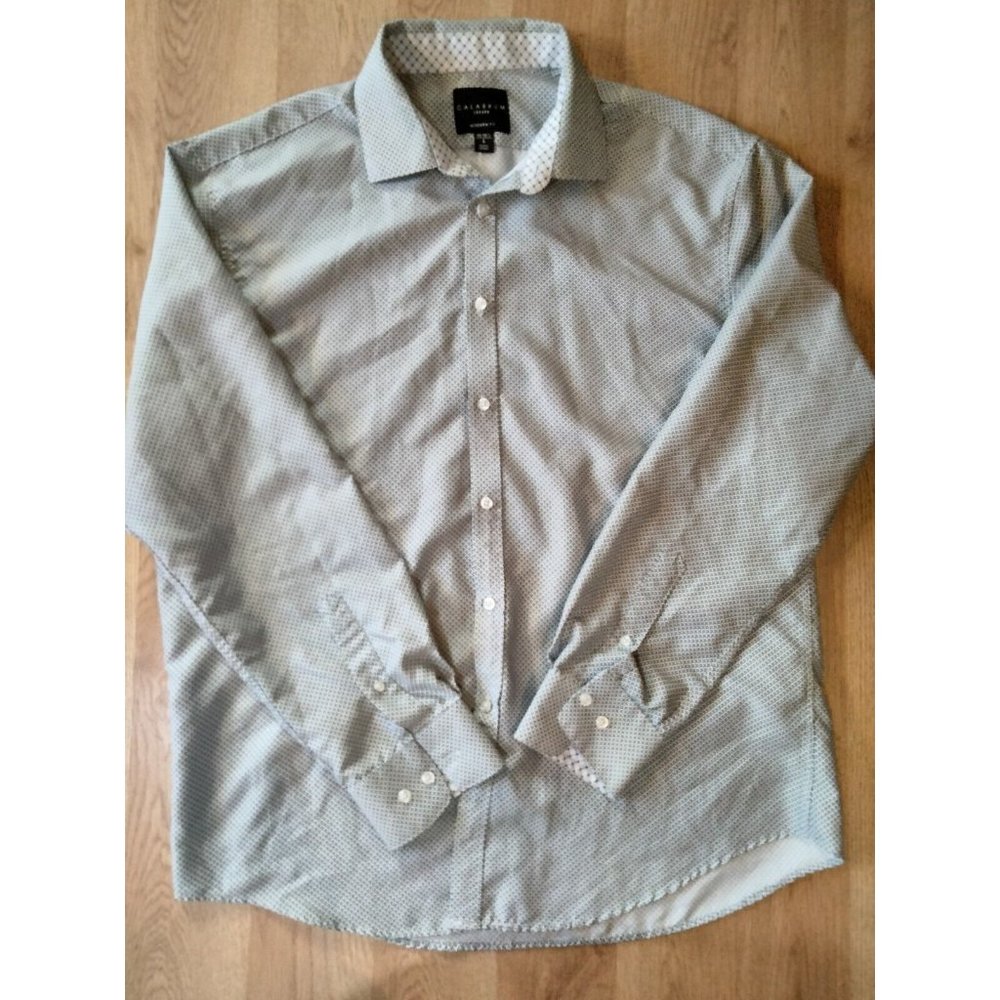 Calabrum London Modern Fit Men's Black And White Button Up Shirt Size Large (16)